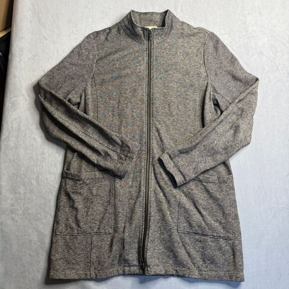Eileen Fisher Jackets & Blazers - Eileen Fisher‎ Jacket Womens M Gray Micro-Stripe Cozy Hemp Textured Jersey